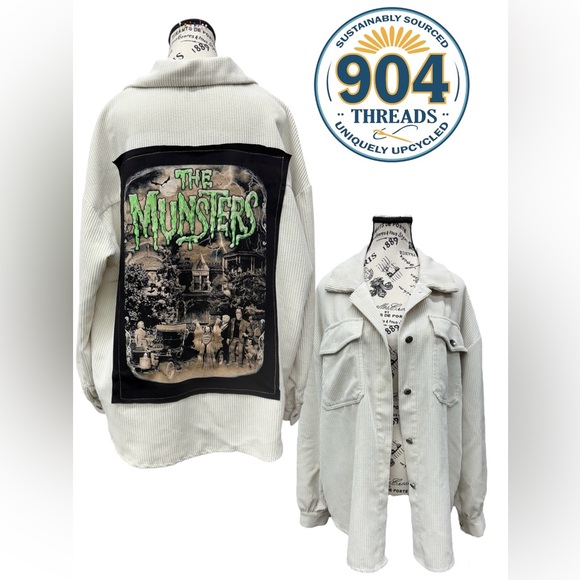 The Munsters Upcycled Graphic Light Corduroy Shacket - Picture 1 of 4